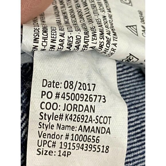 Gloria Vanderbilt Amanda Blue Denim Crop Jeans Plus 14P Polka Dot High Waist - Picture 10 of 11